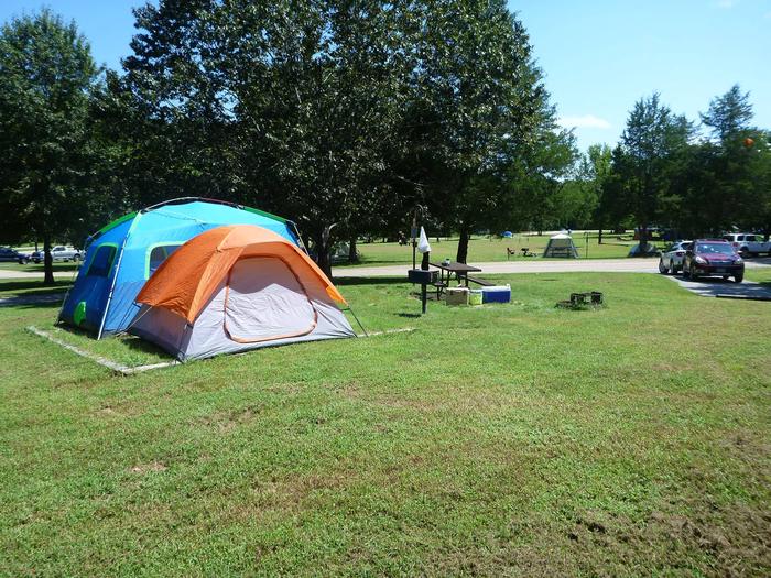 Tyler Bend Main Loop Site# 21Site #21, 56' back-in, tent pad 15' x 15'.