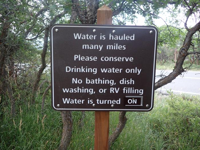 Signs seen at water spigots within the South Rim Campground