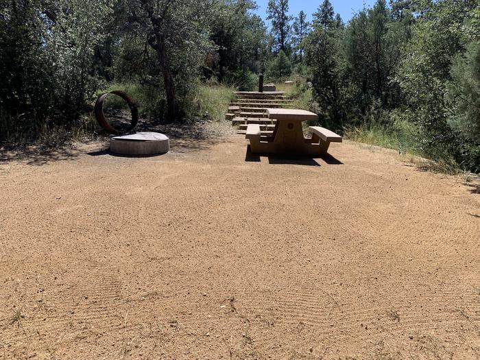 A photo of Site 30 of Loop G at LYNX CAMPGROUND with Picnic Table, Fire Pit with 10 steps up to the back-in parking. 