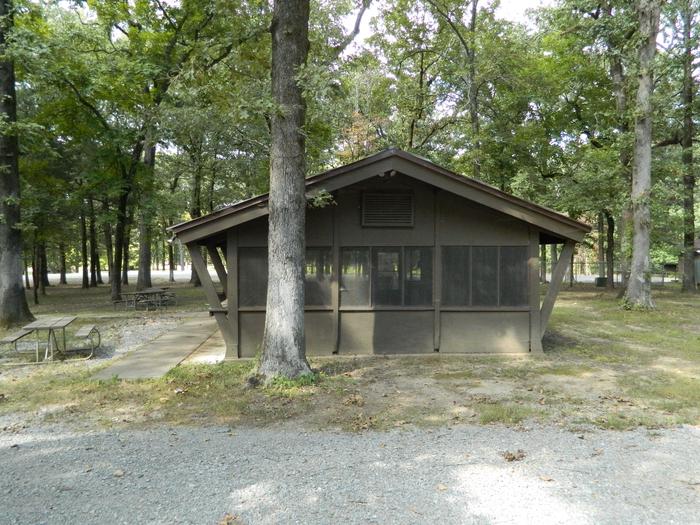 Merrisach Lake - B Loop Group Shelter - OverviewEquipped with outdoor picnic tables, and parking lot for 12 cars.