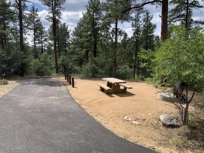 A photo of Site 06 of Loop B at LYNX CAMPGROUND with Picnic Table, Fire Pit. Back-in parking. A photo of Site 06 of Loop B at LYNX CAMPGROUND with Picnic Table, Fire Pit. Note: if backing in, RV doors and canopies will be opposite side of campsite. 