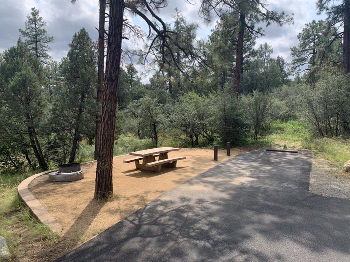 A photo of Site 24 of Loop F at LYNX CAMPGROUND with Picnic Table, Fire Pit amd back-in parking. 