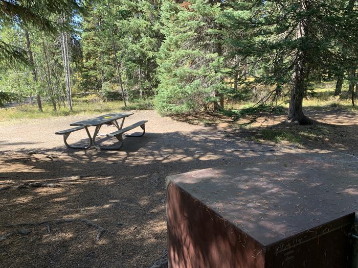 A photo of Site 28 of Loop Loop 2 at Lizard Creek Campground with Picnic Table, Fire Pit, Shade, Food Storage
