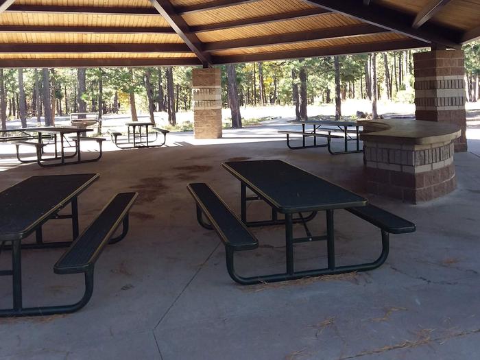 Crook Campground Loop B Pavilion Area with picnic tablesCrook Campground Loop B Pavilion