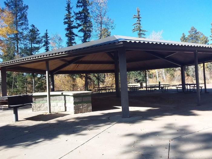 Shaded group picnic area.