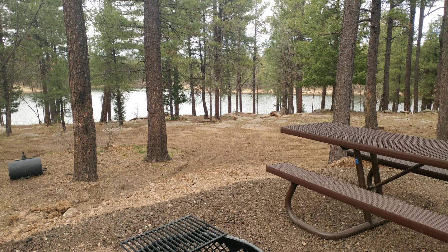 Site 25 Spillway Campground with view of Woods Canyon LakeSpillway Campground site 25