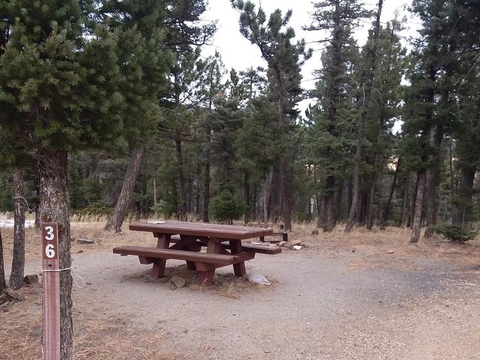 Loop B Campsite 36 with picnic table, fire pit and mountainous views