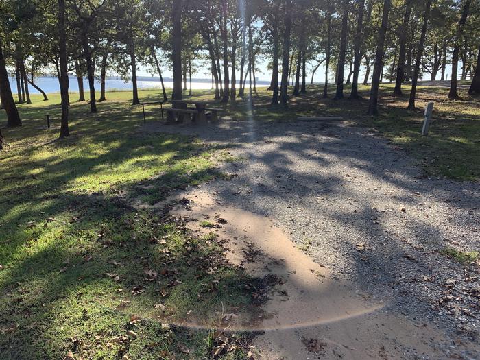 A photo of Site D39 of Loop D at BURNS RUN WEST with Picnic Table, Electricity Hookup, Fire Pit, Shade, Waterfront, Water Hookup