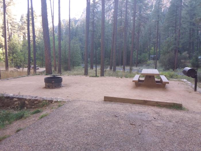 Pine Flat Campground Site 59 with a picnic table, grill, and campfire ring