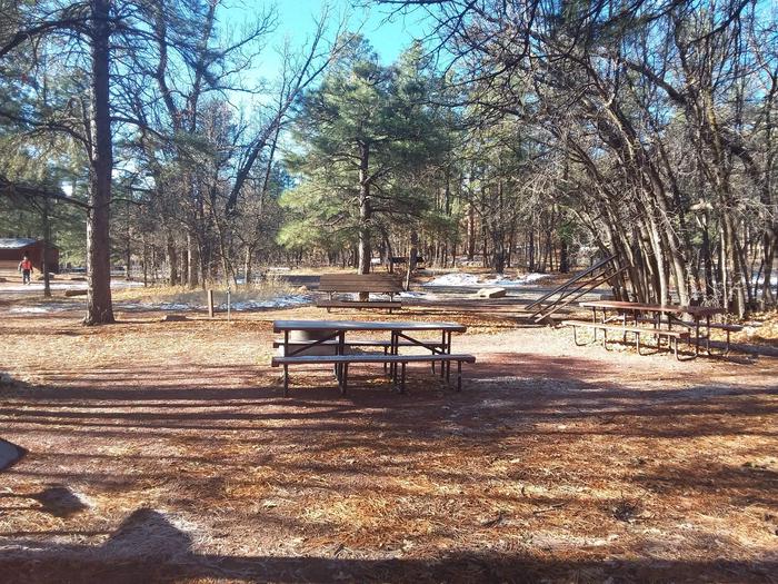 Moqui Group Campground Site 2: picnic tables and fire pit and quick bathroom accessMoqui Group Campground
