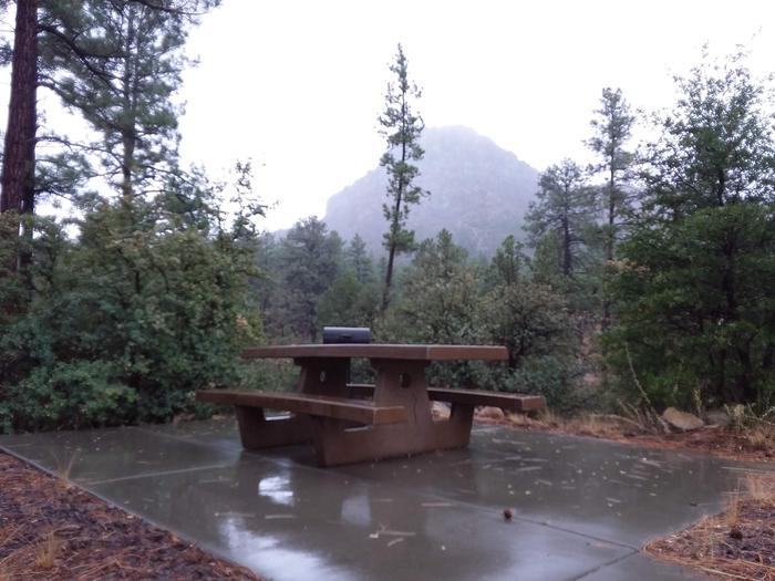 Picnic area with a View on a Rainy Day