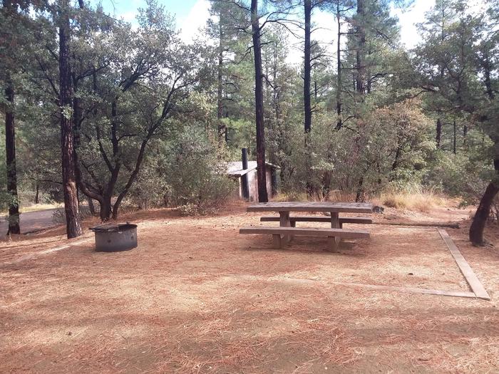 Hilltop Campground Loop B Site 17: table, fire pit with easy access to restroomsHilltop Campground Loop B Site 17