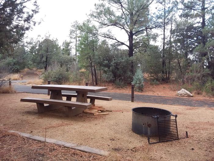 Hilltop Campground Loop C Site 32: table, fire pit, and firewoodHilltop Campground Loop C Site 32