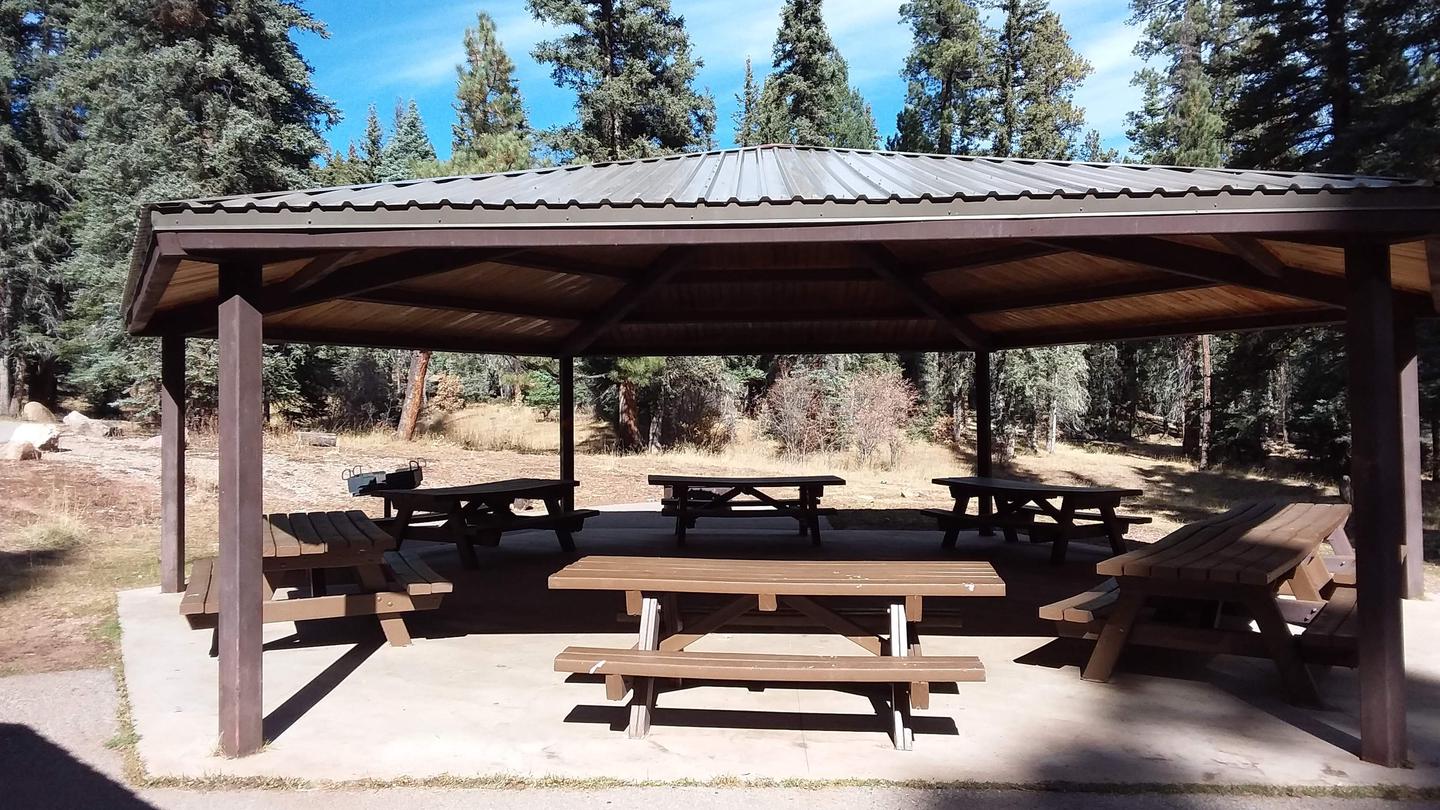 Shaded group picnic area.