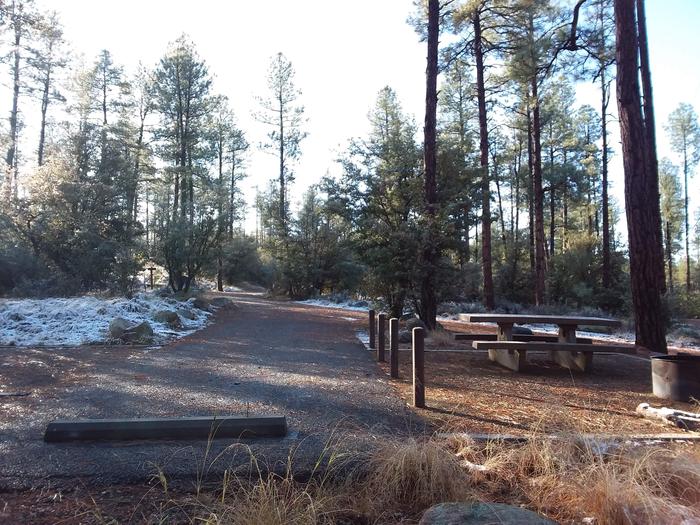 Campsite 24 with a picnic table, campfire ring and paved parking space