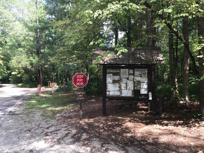 Kiosk information board at Woods Ferry Campground (SC)