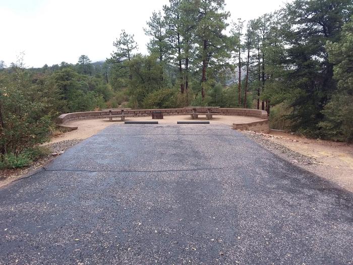 Yavapai Double Campsite 13 with two picnic tables, a fire ring, and two large parking spaces
