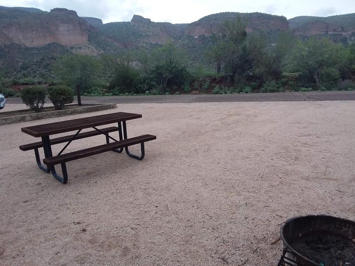 Tortilla Campground Site 32: table, fire pit, and a viewTortilla Campground Site 32