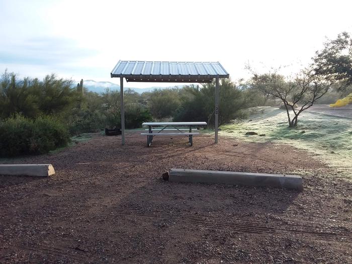 Windy Hill Campground Coati Site 032: shade structure, table, fire pitWindy Hill Campground Coati Site 032