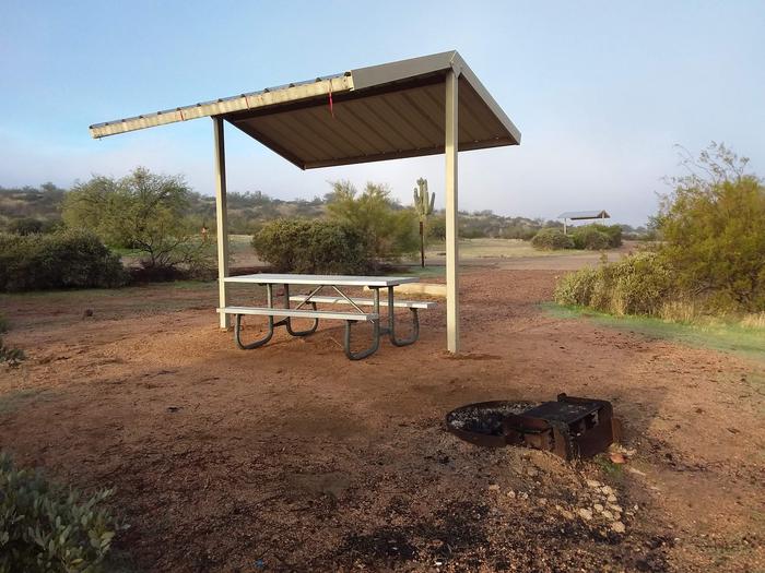 Windy Hill Campground Coati Site 033: shade structure, table, fire pitWindy Hill Campground Coati Site 033