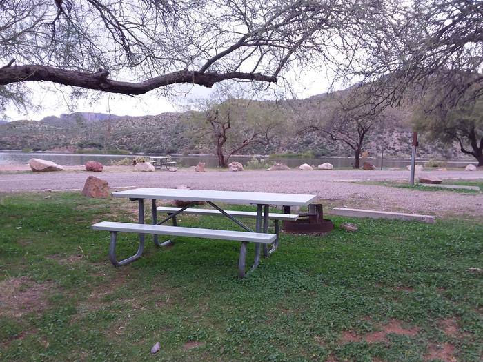 Campsite 41 at Burnt Corral Campground with a picnic table, fire ring, and parking.