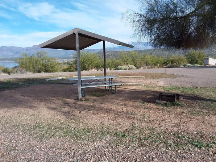 Windy Hill Campground Chipmunk Site 244: shade structure, table, fire pitWindy Hill Campground Chipmunk Site 244