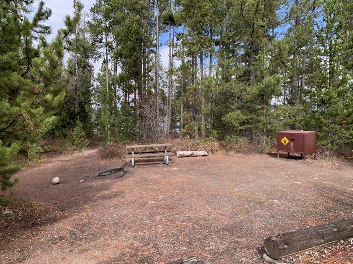 A photo of Site 17 of Loop 1 at Signal Mountain Lodge Campground with Picnic Table, Fire Pit, Shade, Food Storage, Tent Pad