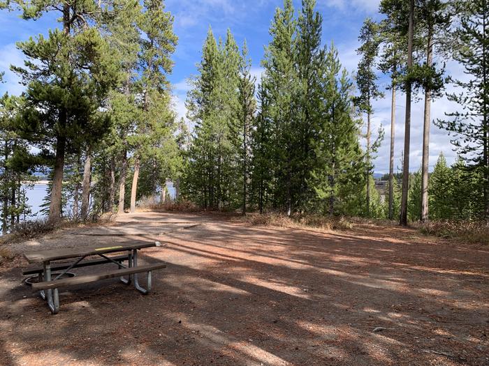 A photo of Site 15 of Loop 1 at Signal Mountain Lodge Campground with Picnic Table, Fire Pit, Shade, Food Storage, Tent Pad