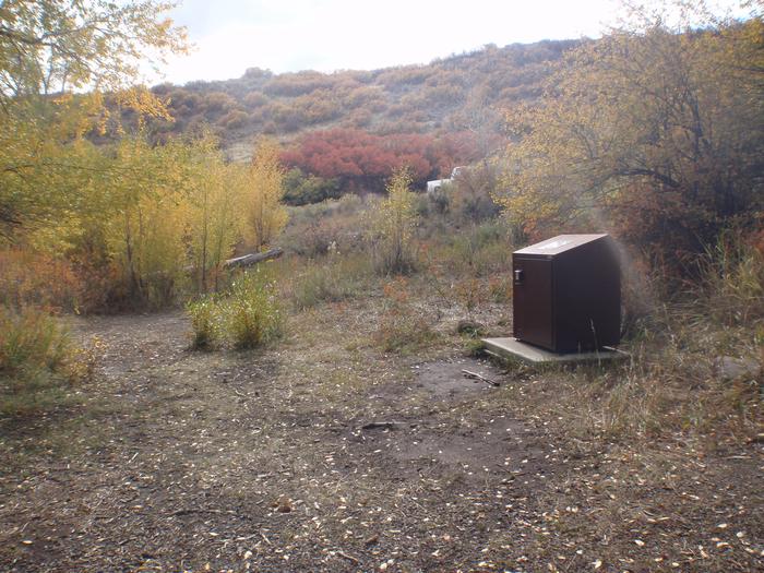 Red Creek Group Site's bearbox used to store food and other scented items is at the edge of the campsite.
