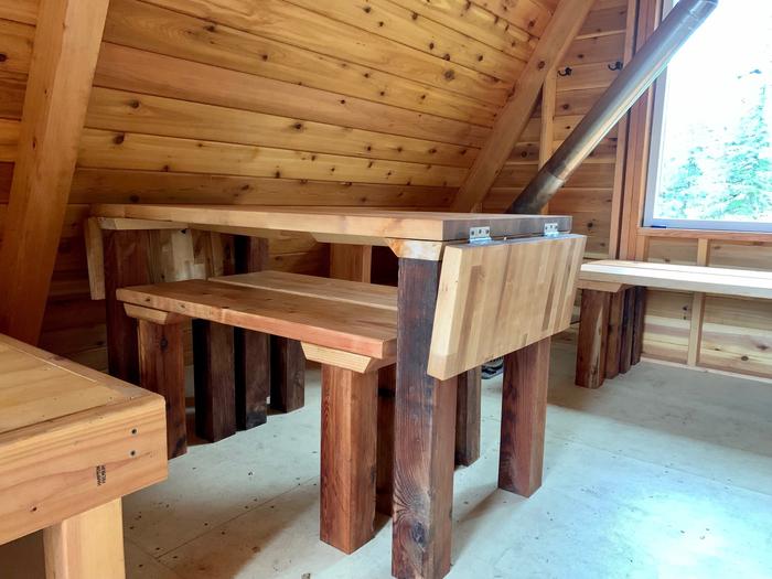 Goose Bay Cabin - Custom tableTable and benches