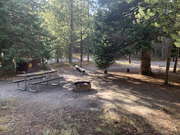 A photo of Site 62 of Loop 2 at Signal Mountain Lodge Campground with Picnic Table, Fire Pit, Shade, Food Storage
