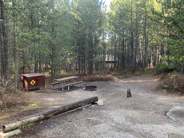 A photo of Site 61 of Loop 2 at Signal Mountain Lodge Campground with Picnic Table, Fire Pit, Shade, Food Storage