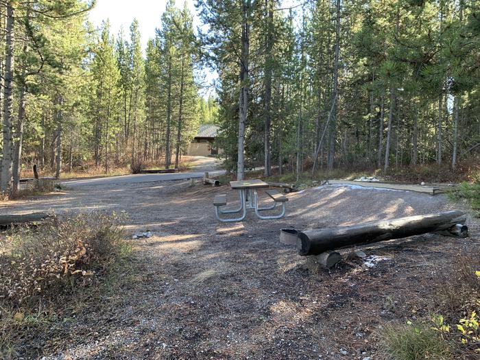 A photo of Site 14 of Loop 1 at Signal Mountain Lodge Campground with Picnic Table, Fire Pit, Shade, Food Storage, Tent Pad