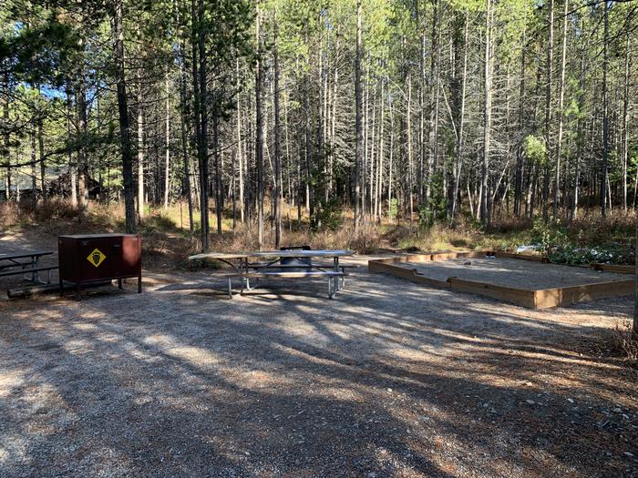 A photo of Site 46 of Loop 2 at Signal Mountain Lodge Campground with Picnic Table, Fire Pit, Shade, Food Storage, Tent PadADA Accessible.