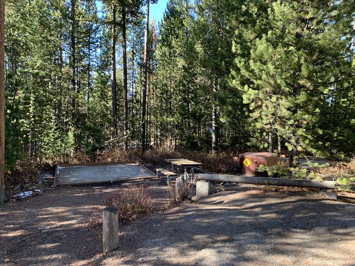 A photo of Site 39 of Loop 2 at Signal Mountain Lodge Campground with Picnic Table, Fire Pit, Shade, Food Storage, Tent Pad