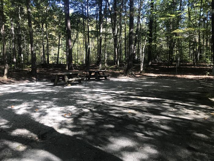 A photo of Site A021 of Loop A at TWIN KNOBS CAMPGROUND with Picnic Table, Electricity Hookup, Fire Pit, Shade, Tent Pad, Lantern Pole