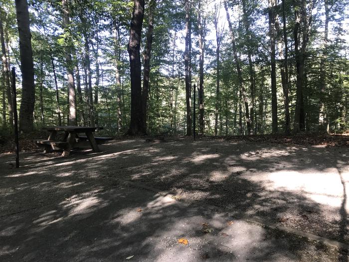 A photo of Site F014 of Loop F at TWIN KNOBS CAMPGROUND with Picnic Table, Fire Pit, Shade, Tent Pad, Lantern Pole