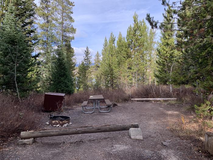 A photo of Site 66 of Loop 3 at Signal Mountain Lodge Campground with Picnic Table, Fire Pit, Shade, Food Storage