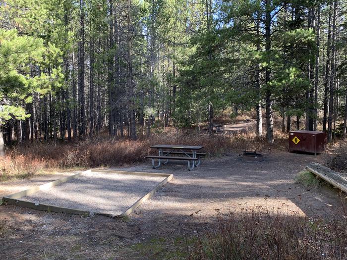 A photo of Site 77 of Loop 3 at Signal Mountain Lodge Campground with Picnic Table, Fire Pit, Shade, Food Storage, Tent Pad