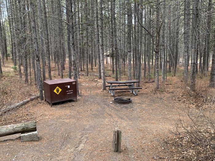 A photo of Site 82 of Loop 3 at Signal Mountain Lodge Campground with Picnic Table, Fire Pit, Shade, Food Storage