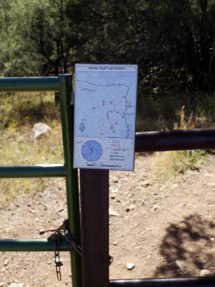 Gomez Peak Trail Systems sign