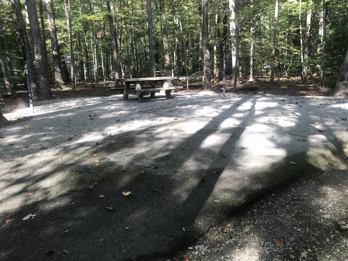 A photo of Site J015 of Loop J at TWIN KNOBS CAMPGROUND with Picnic Table, Electricity Hookup, Fire Pit, Shade, Tent Pad, Lantern Pole