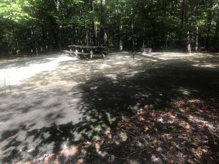 A photo of Site I002 of Loop I at TWIN KNOBS CAMPGROUND with Picnic Table, Fire Pit, Shade, Tent Pad, Lantern Pole