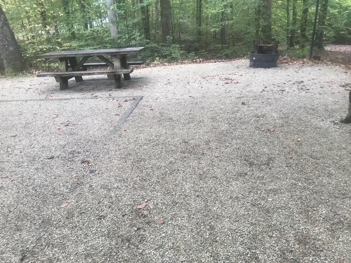 A photo of Site I017 of Loop I at TWIN KNOBS CAMPGROUND with Picnic Table, Fire Pit, Shade, Tent Pad, Lantern Pole