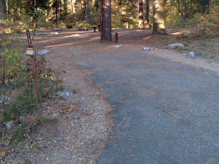 A long paved driveway leading to a campsite in the woods.Ten Mile Site 15.
