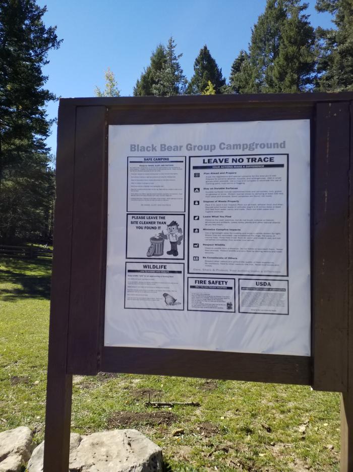 Black Bear Group Campground: info kioskBlack Bear Group Campground