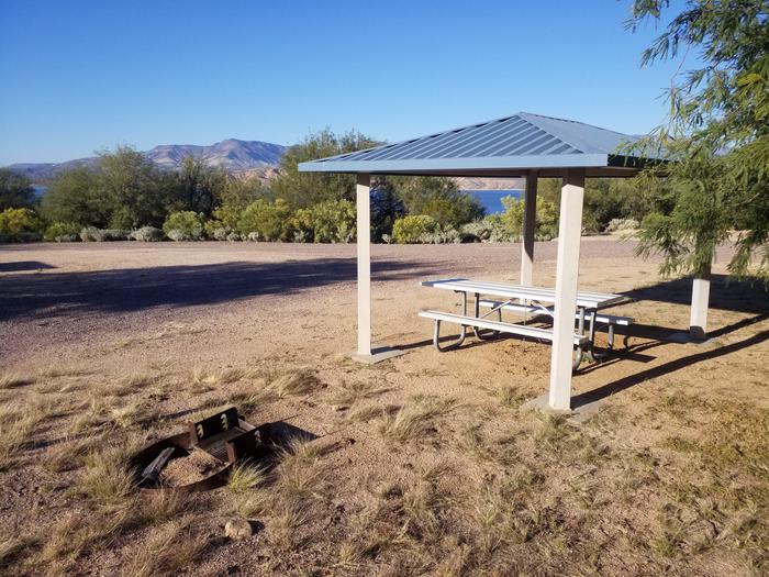 Frazier Horse Campground Site 02: shade structure with table, fire pitFrazier Horse Campground Site 02