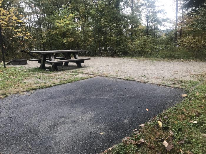 A photo of Site D013 of Loop D at TWIN KNOBS CAMPGROUND with Picnic Table, Fire Pit, Tent Pad, Lantern Pole