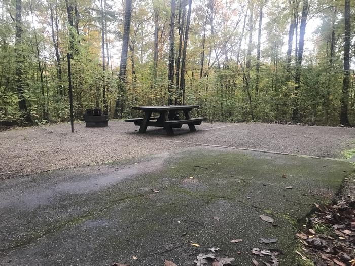 A photo of Site D016 of Loop D at TWIN KNOBS CAMPGROUND with Picnic Table, Fire Pit, Shade, Tent Pad, Lantern Pole