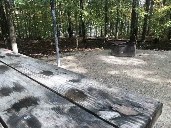 A photo of Site J007 of Loop J at TWIN KNOBS CAMPGROUND with Picnic Table, Electricity Hookup, Fire Pit, Shade, Tent Pad, Lantern Pole